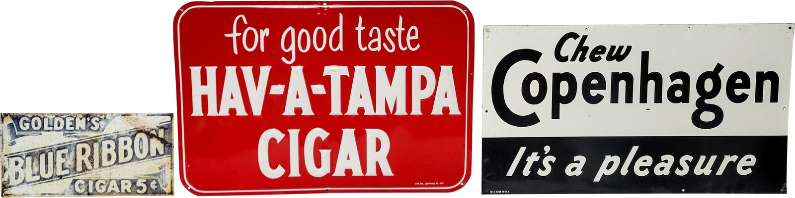 Hav A Tampa Cigar, Copenhagen, and Golden's Blue Ribbon Cigars Signs (1 of 2)