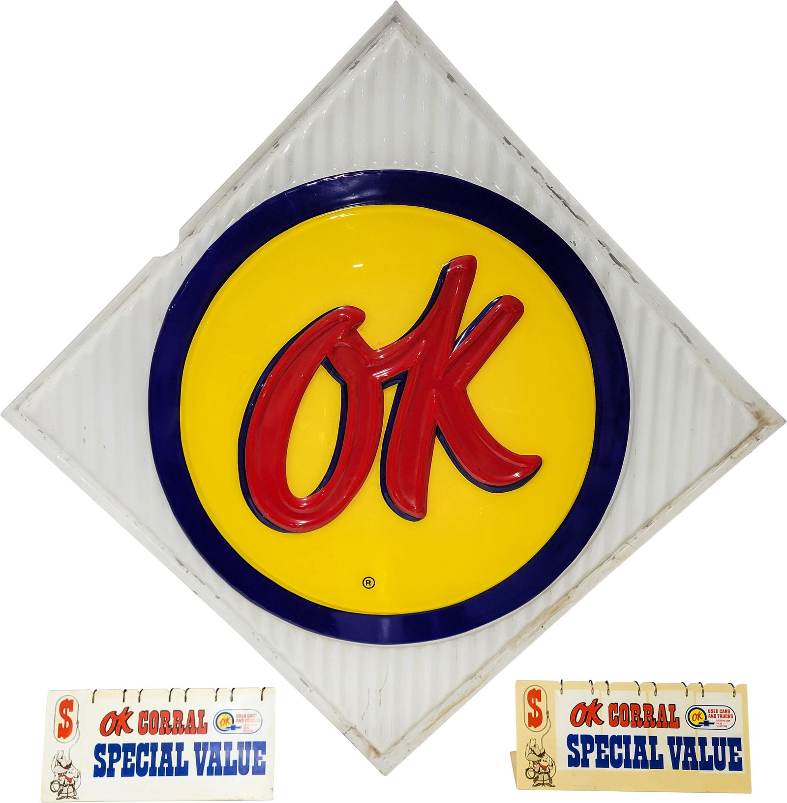 OK Used Cars Embossed Sign and OK Corral Price Signs TAC (1 of 7)