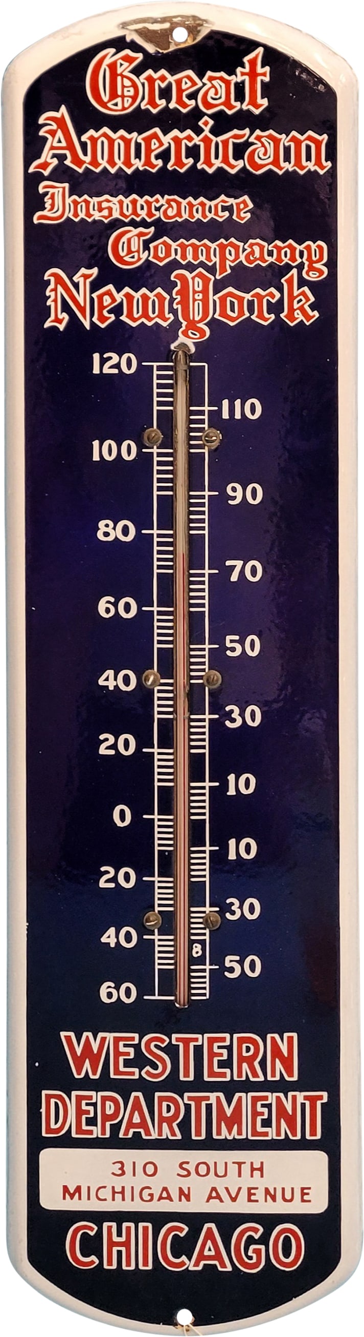 Great American Insurance Company New York Porcelain Thermometer (1 of 2)
