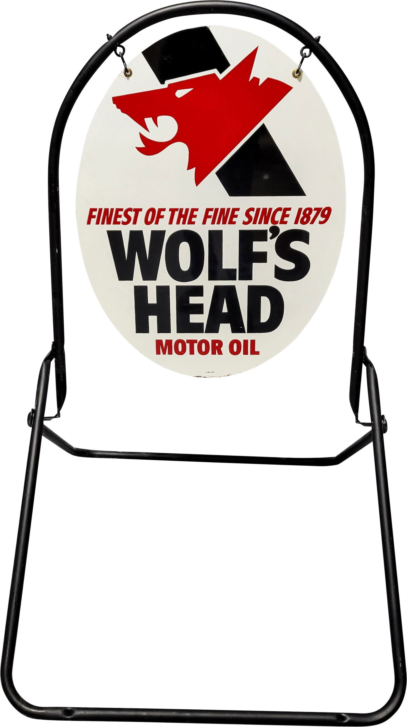 1976 Wolf's Head Motor Oil "Finest of the Fine" DST Curb Sign (1 of 4)