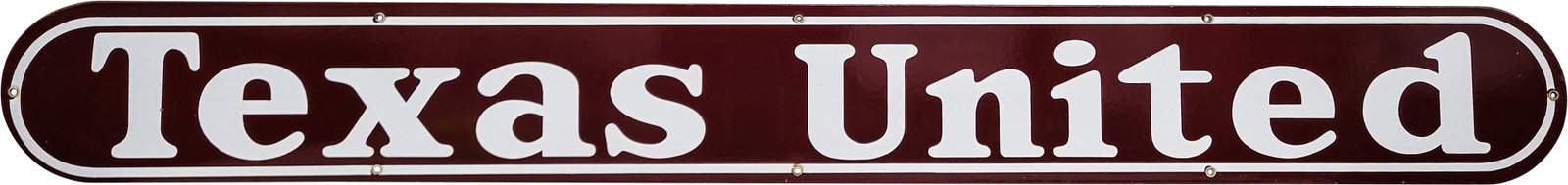 Texas United SSP Sign: 7" x 60" SSP sign in excellent condition with bright color and high gloss. All grommets are present. Condition: 9.0.