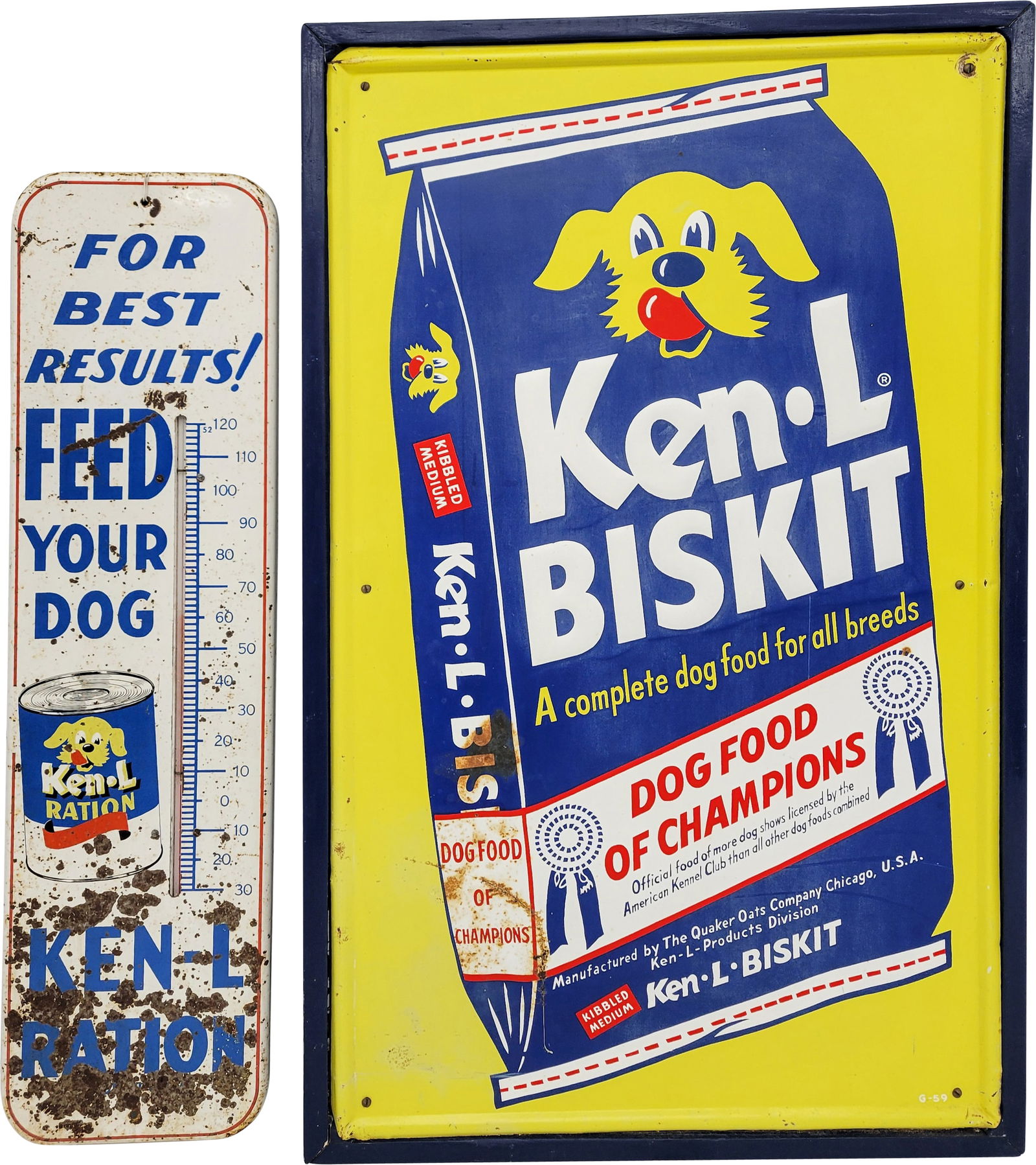 レア　50s Ken L Ration Door Push Pull 1960's Ken-l Ration Stew Dog Food Can Label on Can - Quaker