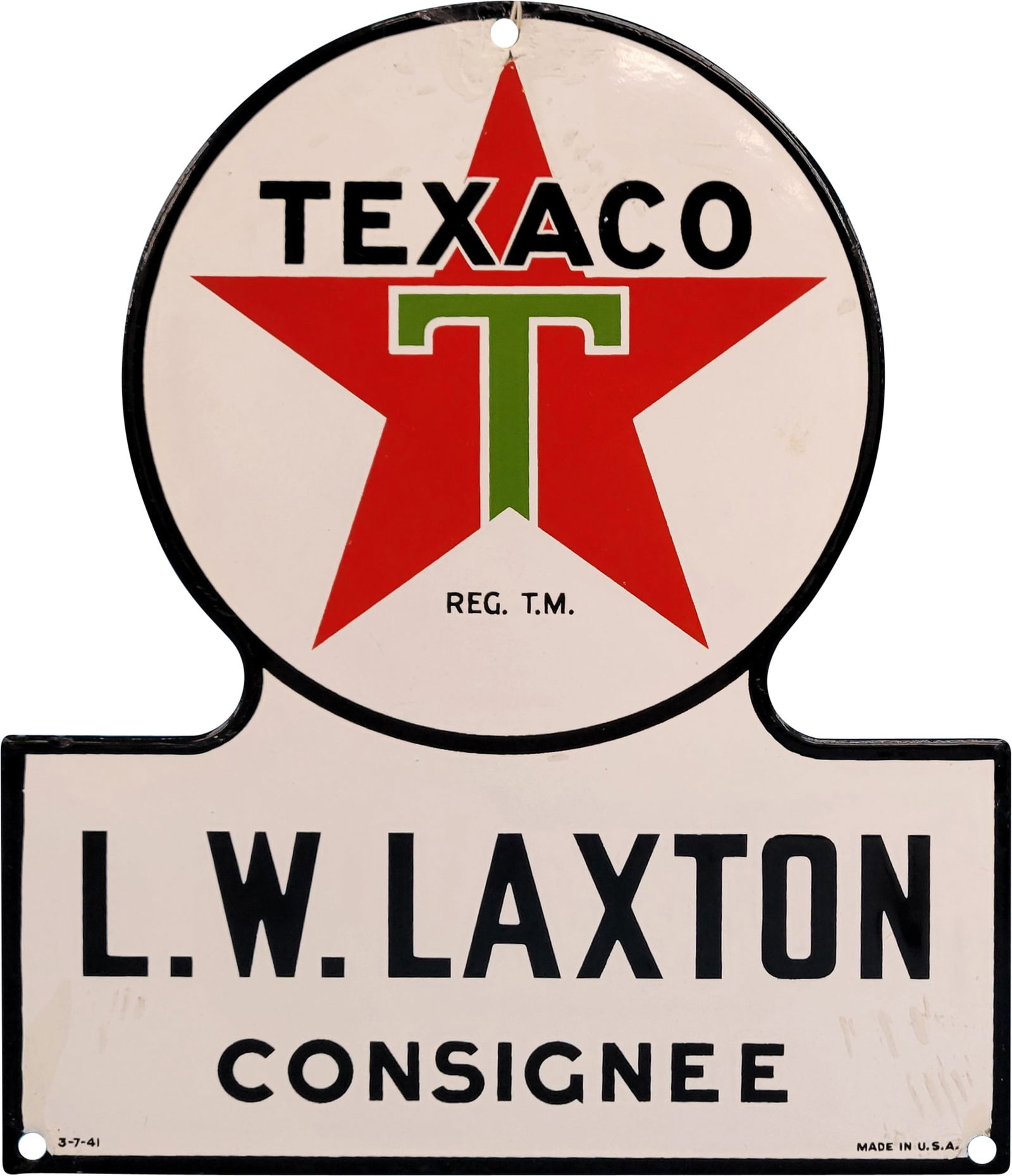 Texaco Key Hole Consignee SSP Sign L.W. Laxton (1 of 2)
