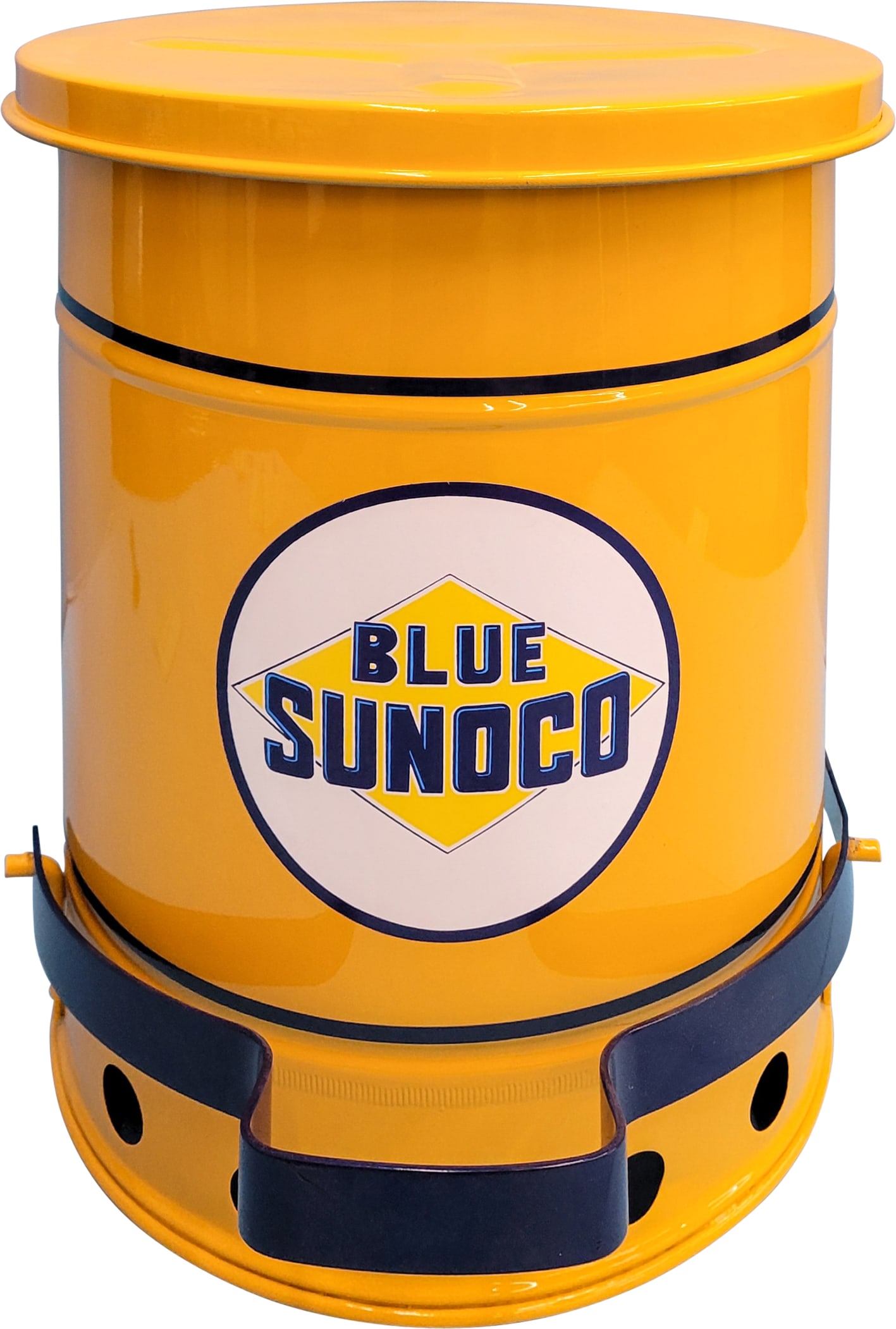Restored Blue Sunoco Service Station Rag Can (1 of 2)