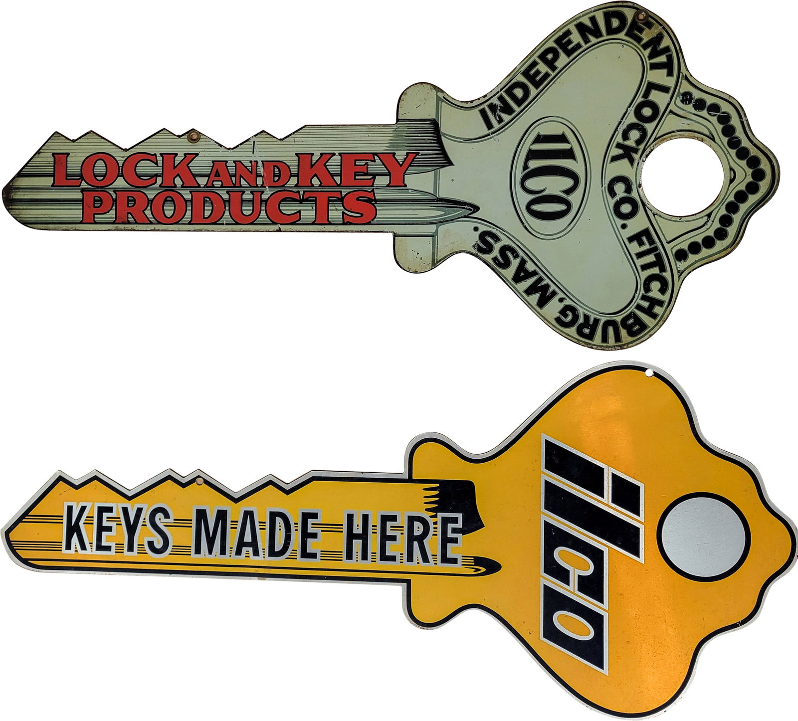 Lot of 2 ILCO DST Die Cut Key Signs (1 of 2)
