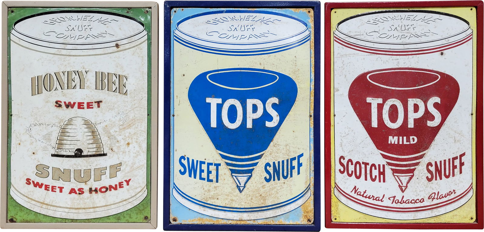 Lot of 3 SST Embossed Snuff Signs (1 of 2)