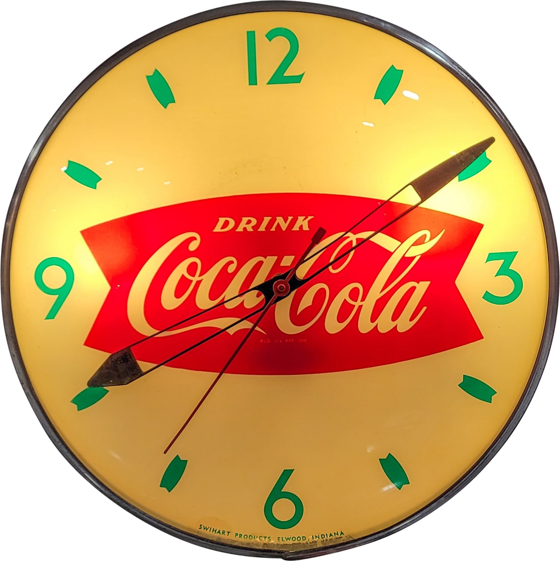 Drink Coca Cola Swihart Lighted Advertising Clock w/ Fishtail Logo (1 of 1)