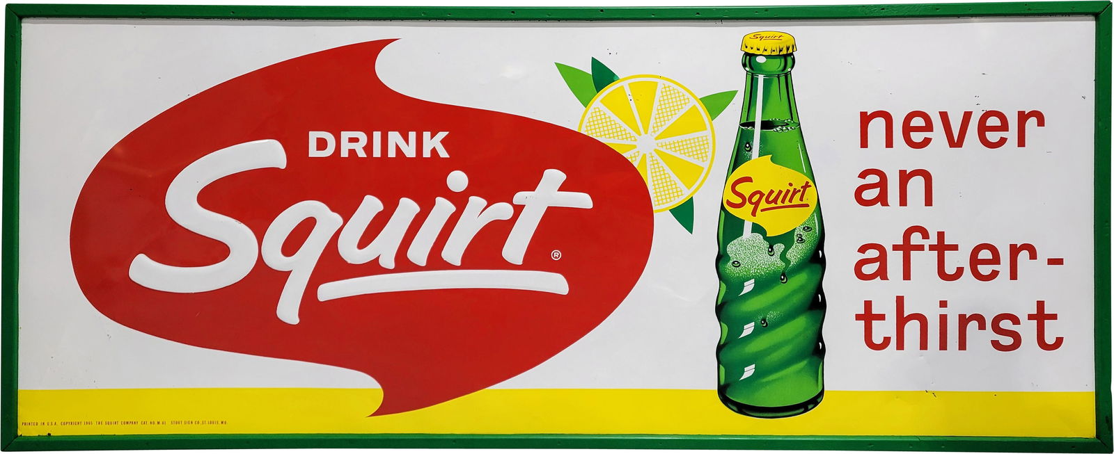 Scarce 1965 Drink Squirt Never An After Thirst 10Ft Billboard Sign (1 of 4)