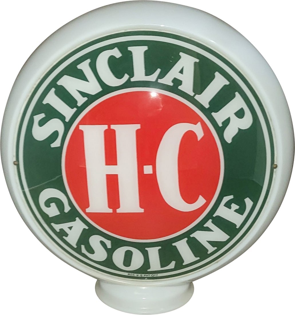 Sinclair H-C Gasoline 13.5" Single Lens w/ Milk Glass Gas Pump Globe Body (1 of 2)