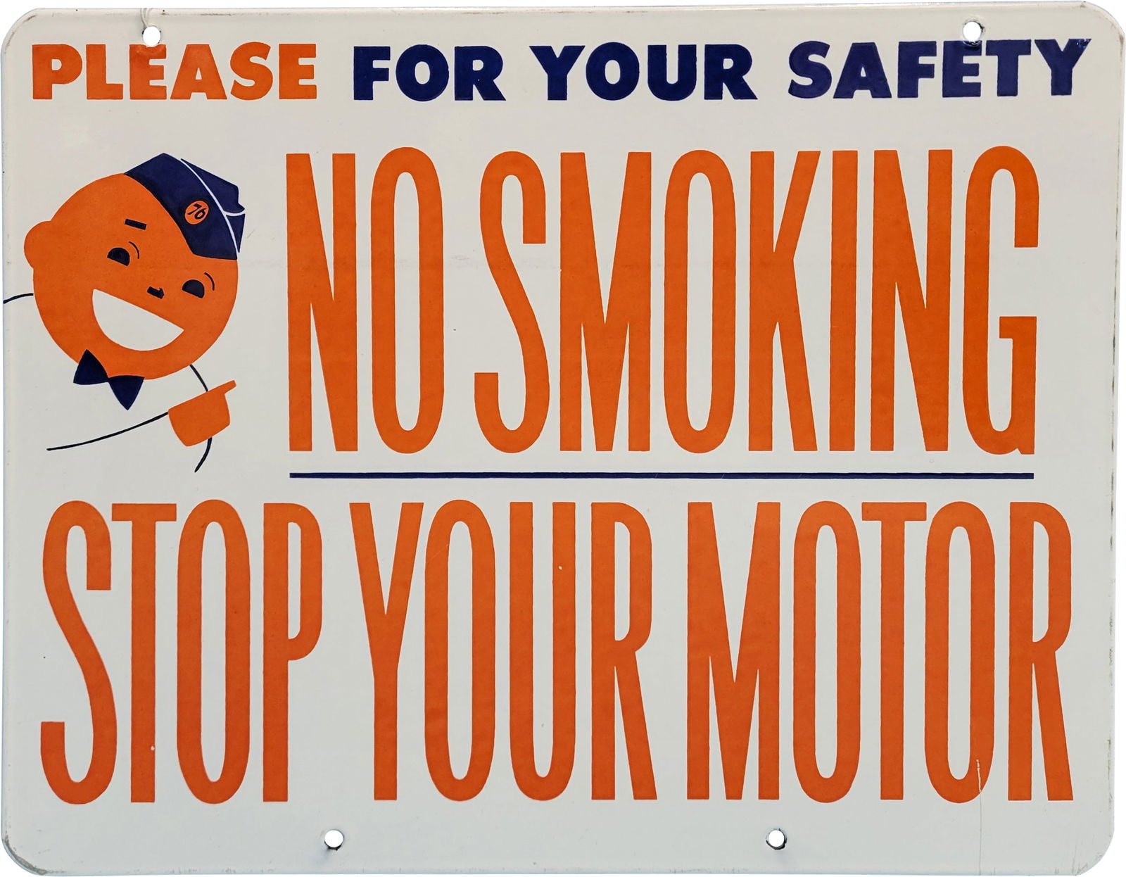 Union 76 No Smoking Stop Your Motor DSP Sign w/ Speedy (1 of 2)