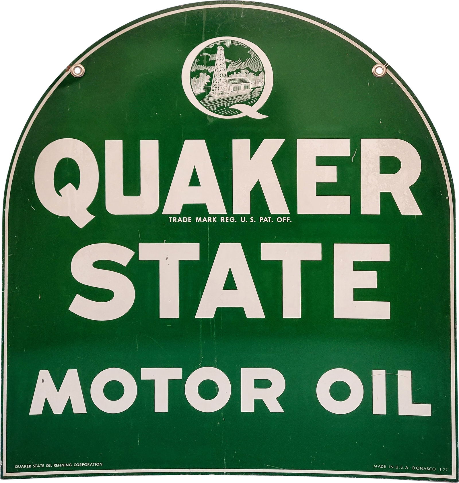 Quaker State Motor Oil DST Tombstone Sign (1 of 2)