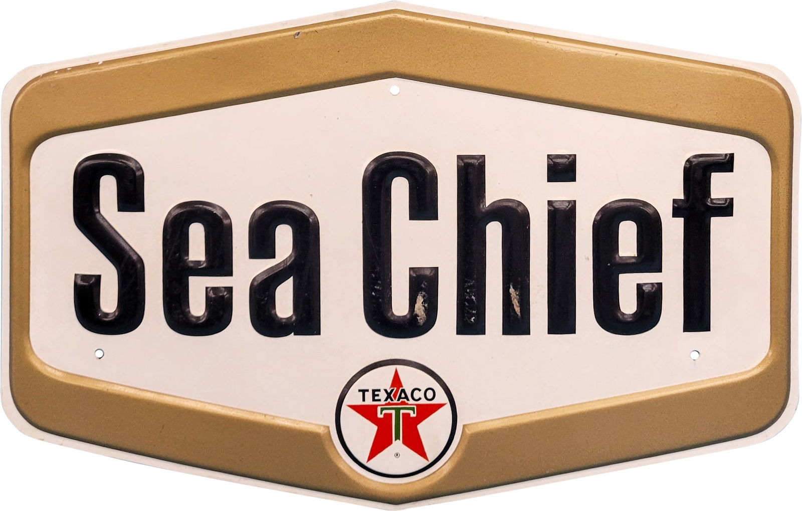 Texaco Sea Chief Embossed Die Cut SST Pump Plate Sign (1 of 3)
