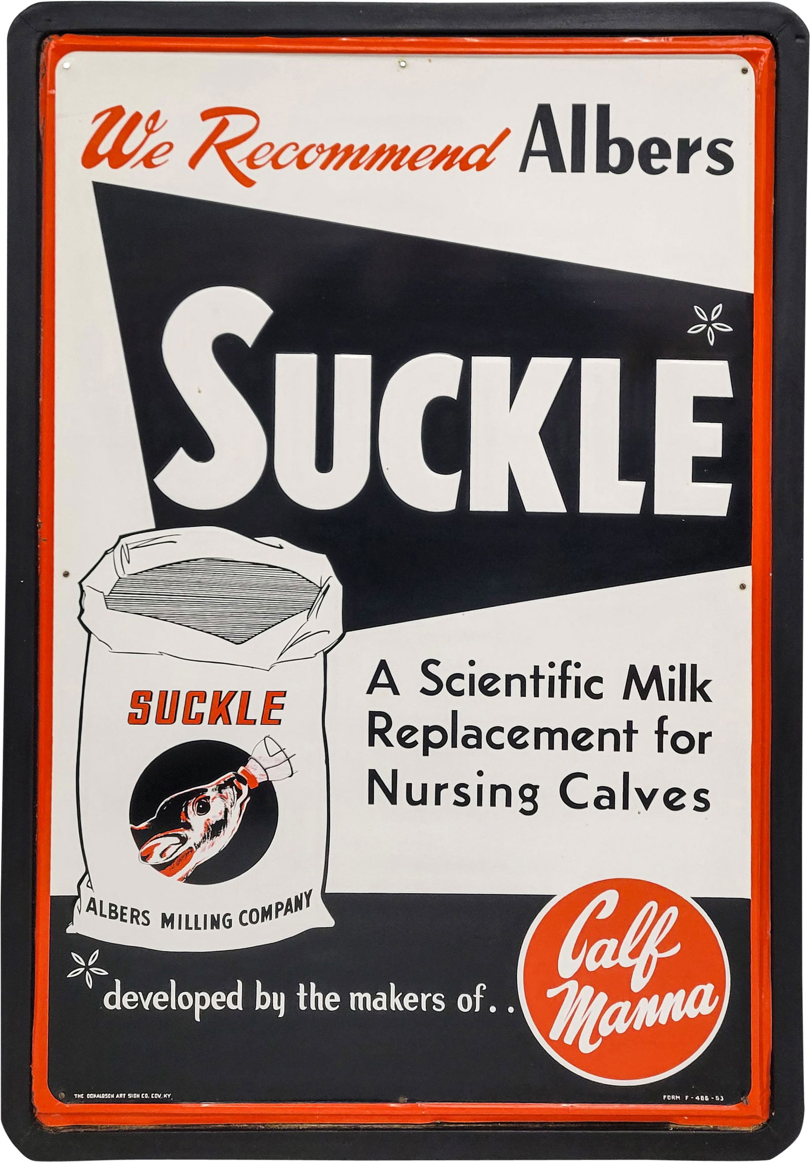 Albers Milling Company Suckle Calf Manna SST Embossed Sign (1 of 2)