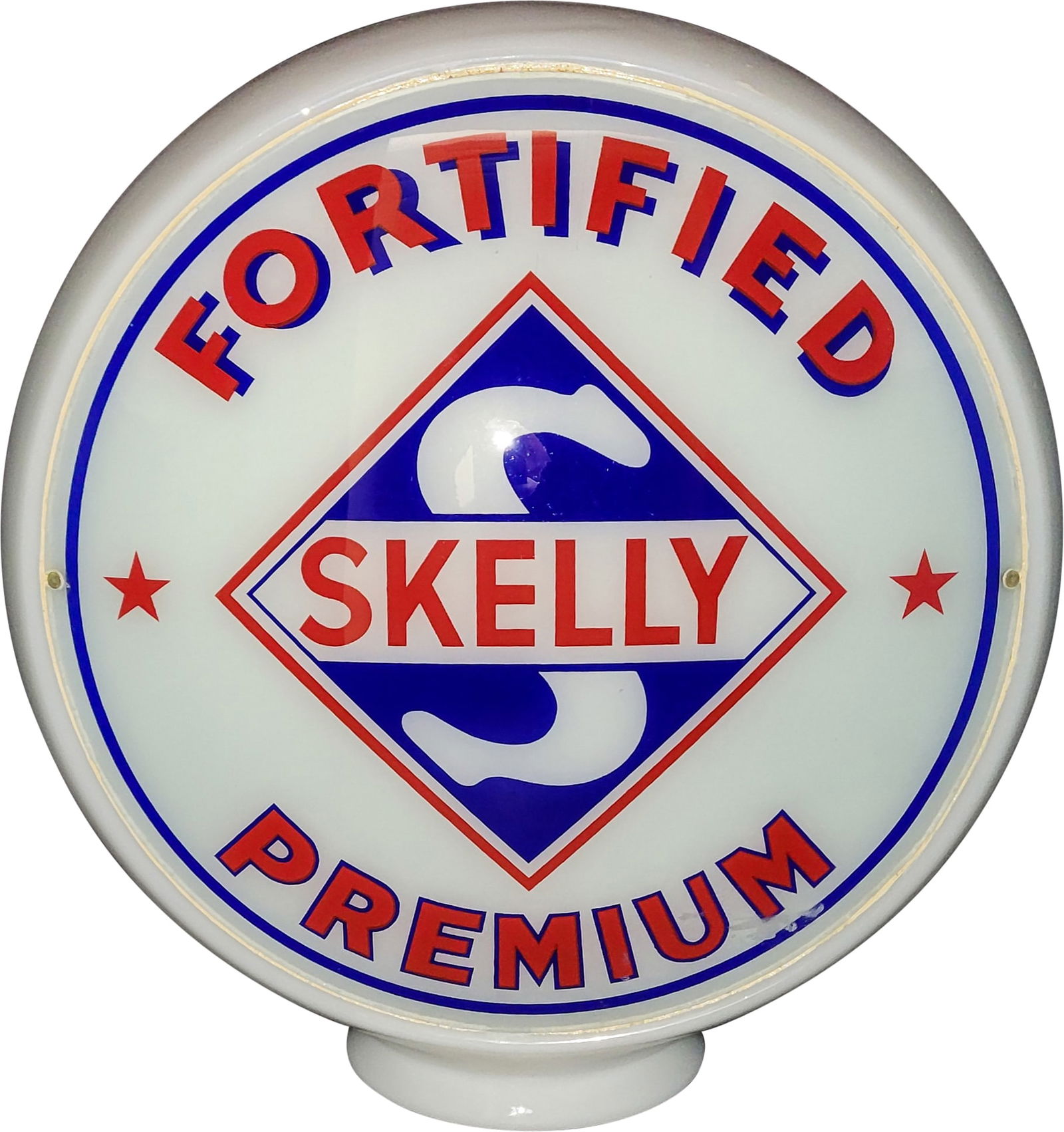 Skelly Fortified Premium Gasoline 13.5" Milk Glass Gas Pump Globe Complete (1 of 1)
