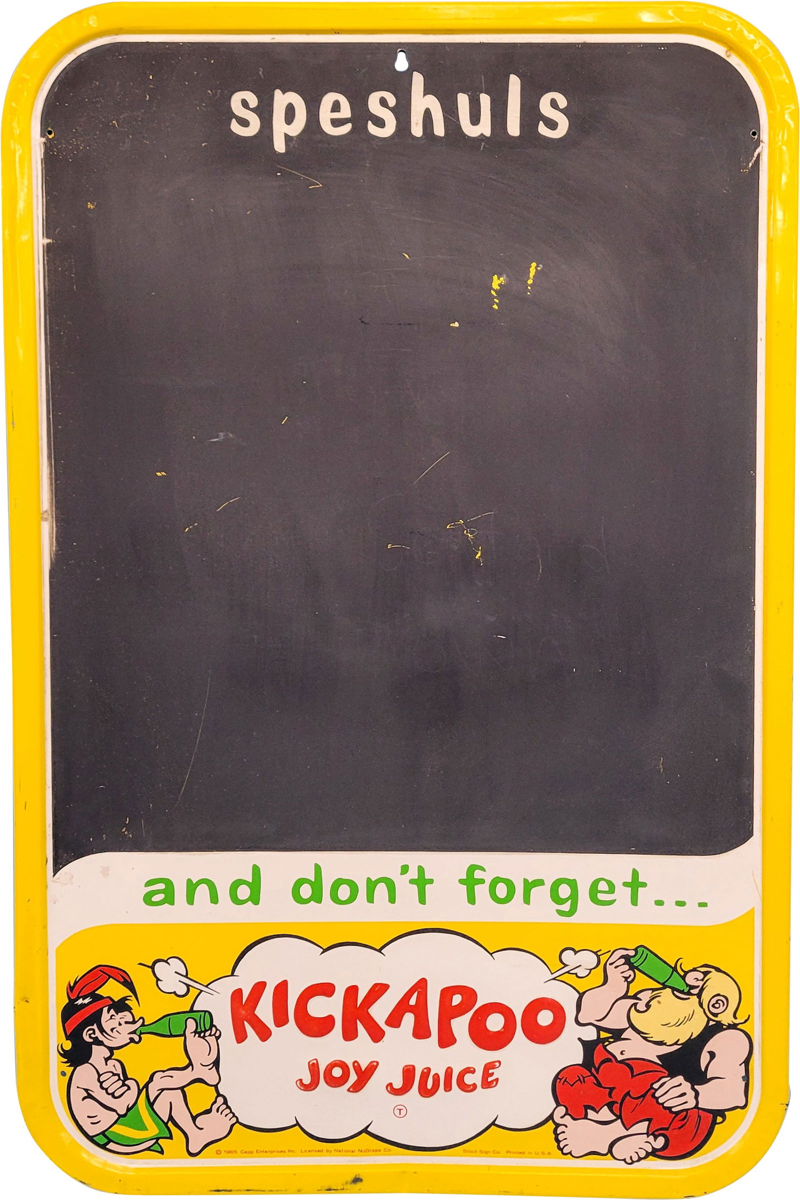 Kickapoo Joy Juice "Speschuls" SST Embossed Menu Board Sign (1 of 3)