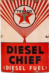 1940 Texaco Diesel Chief SSP Gas Pump Plate Rare Wide Spray Version (1 of 2)