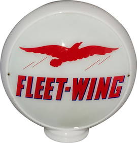 Fleet-Wing Gasoline 13.5" Milk Glass Gas Pump Globe Complete w/ Logo (1 of 2)