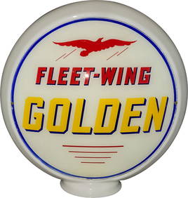 Fleet-Wing Golden 13.5" Milk Glass Gas Pump Globe Complete w/ Logo (1 of 2)