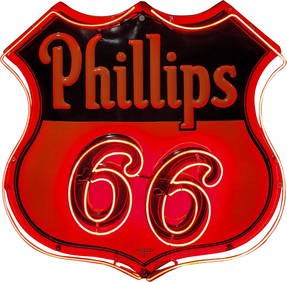 Phillips 66 Gasoline 4' Emb. SSP Factory Neon Sign (1 of 3)