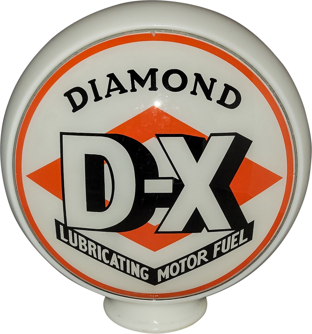 Diamond D-X Gasoline 13.5" Milk Glass Gas Pump Globe Complete (1 of 2)