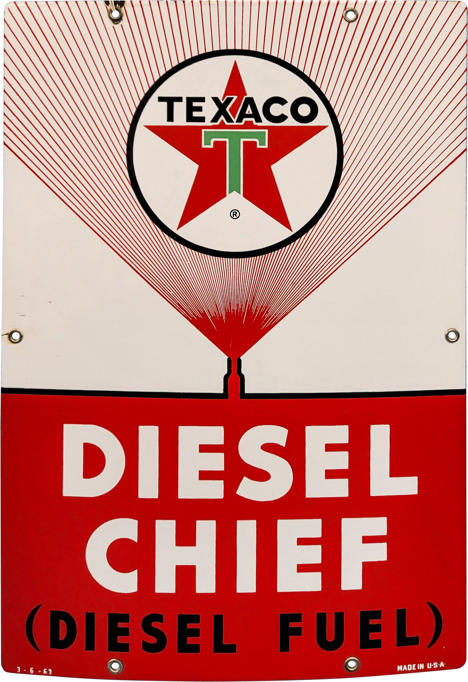 1963 Texaco Diesel Chief SSP Pump Plate Sign (1 of 2)