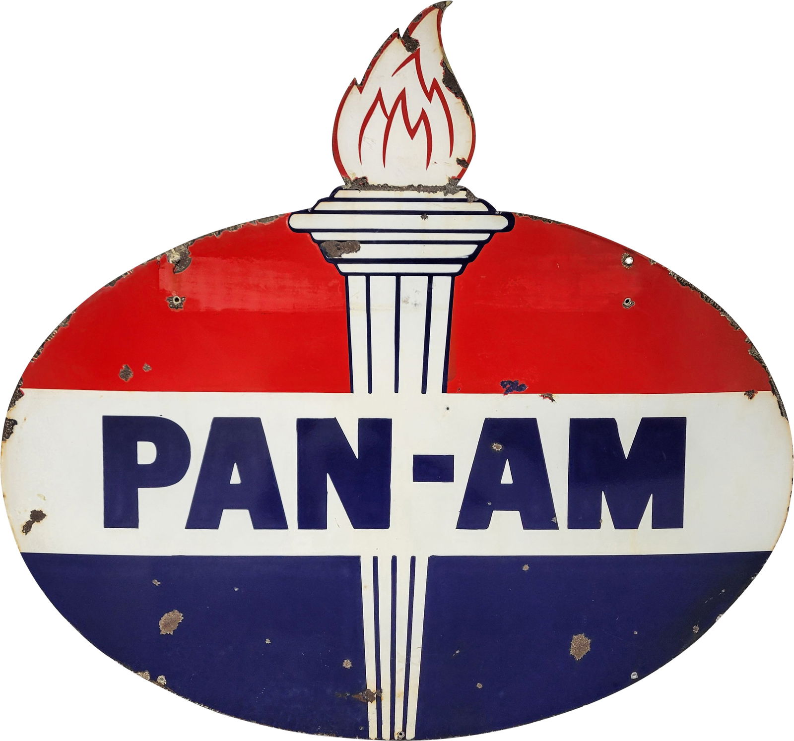 Pan-Am Gasoline Die Cut DSP Sign w/ Flame Logo "Rare Size" (1 of 2)