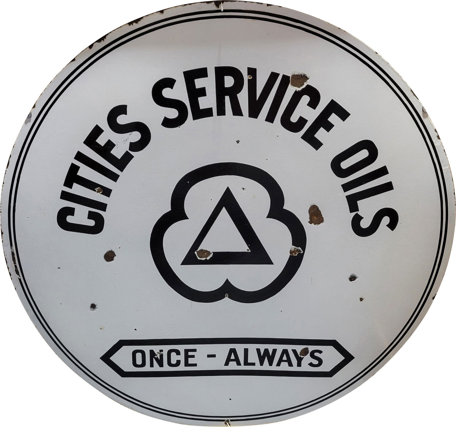 Cities Service Oils "Once Always" 36" DSP Sign w/ Logo (1 of 2)
