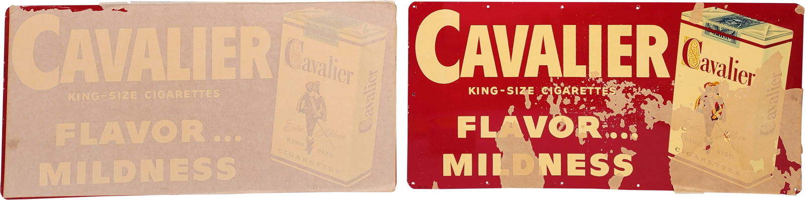 Lot of 2 NOS SST Cavalier King Size Cigarettes Signs (1 of 2)