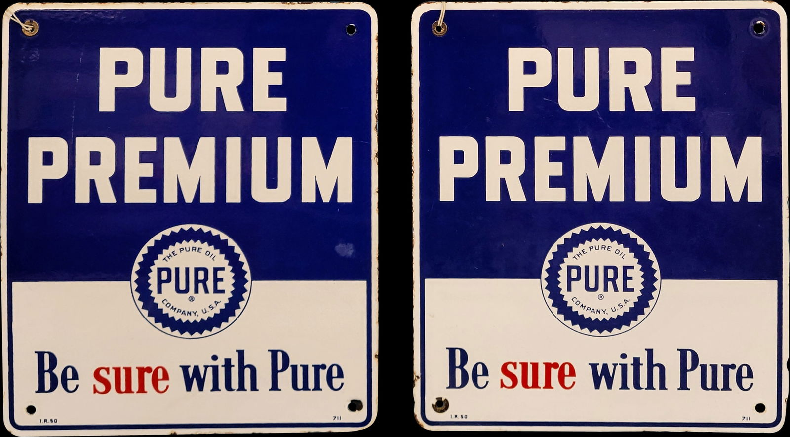 Pair of Pure Premium SSP Gas Pump Plate Signs (1 of 1)