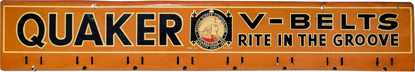 Quaker Rubber Corporation V-Belts Metal Rack Display Sign (1 of 3)