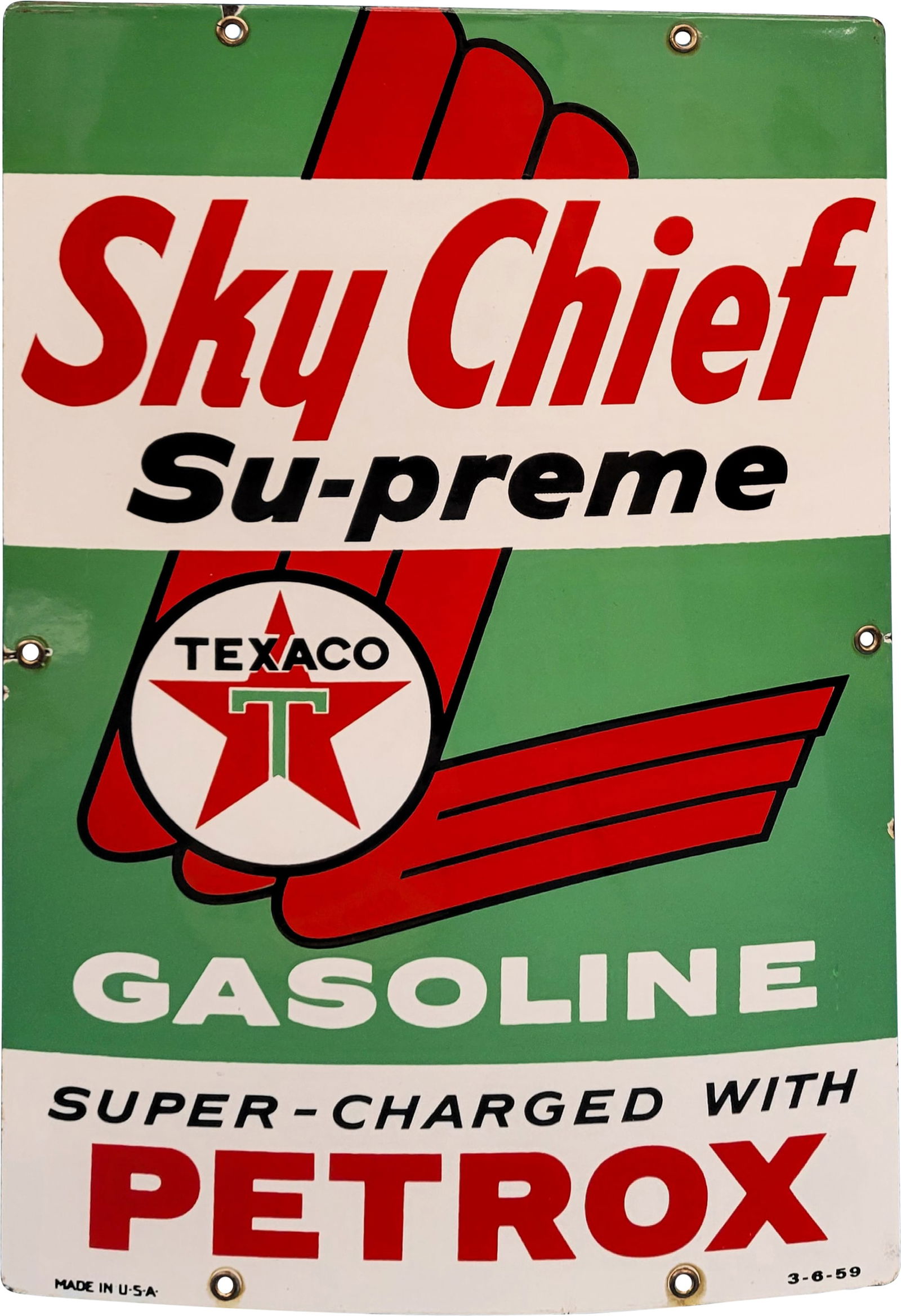 Texaco Sky Chief Supreme With Petrox SSP Gas Pump Plate Sign (1 of 1)