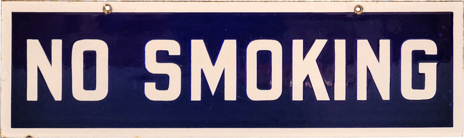 No Smoking SSP Sign: 18" x 5.5" SSP displays excellent color and gloss with a few fine scratches. Condition: 8.75.