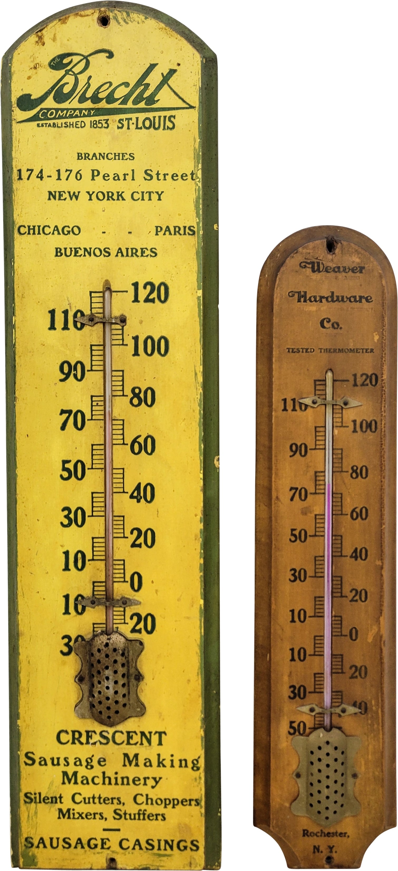 Weaver Hardware and Brecht Co. Wood Thermometers (1 of 3)