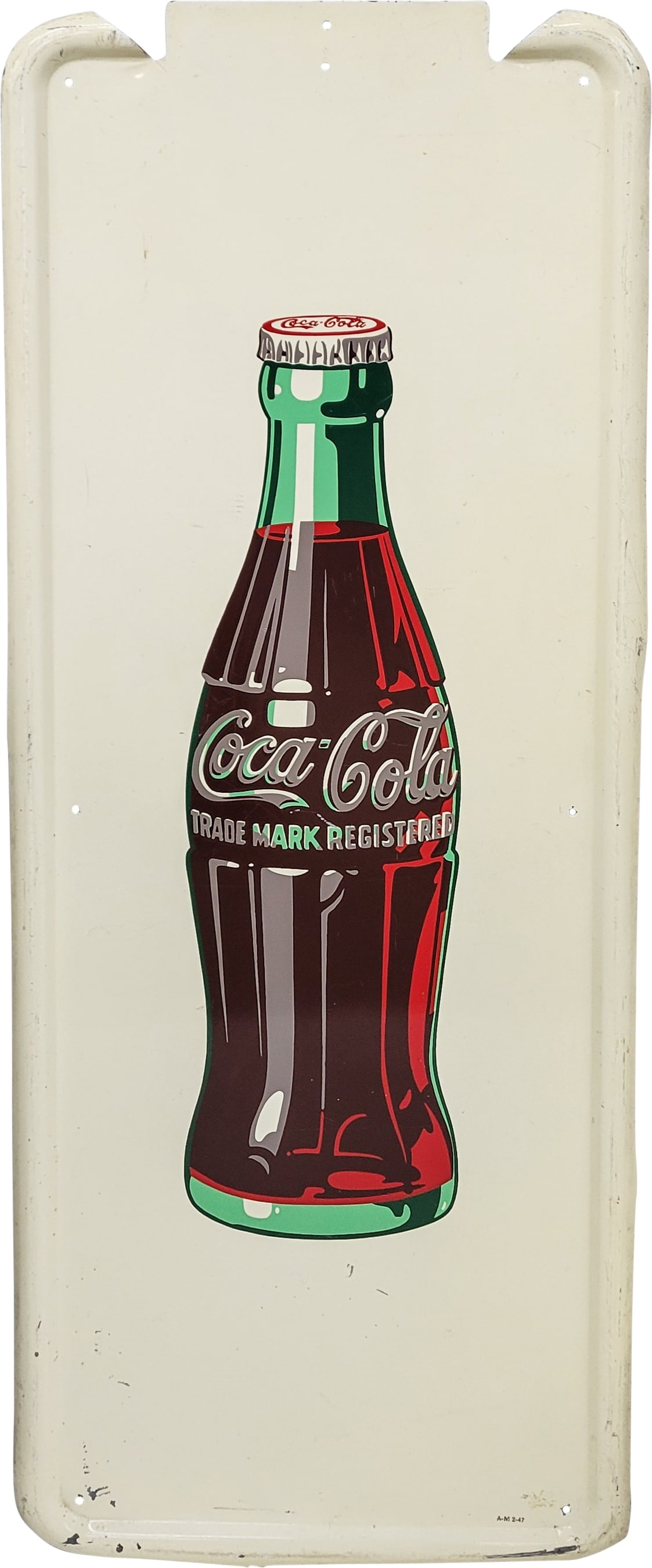 1947 Coca Cola Pilaster Single Sided Tin Sign w/ Bottle (1 of 2)