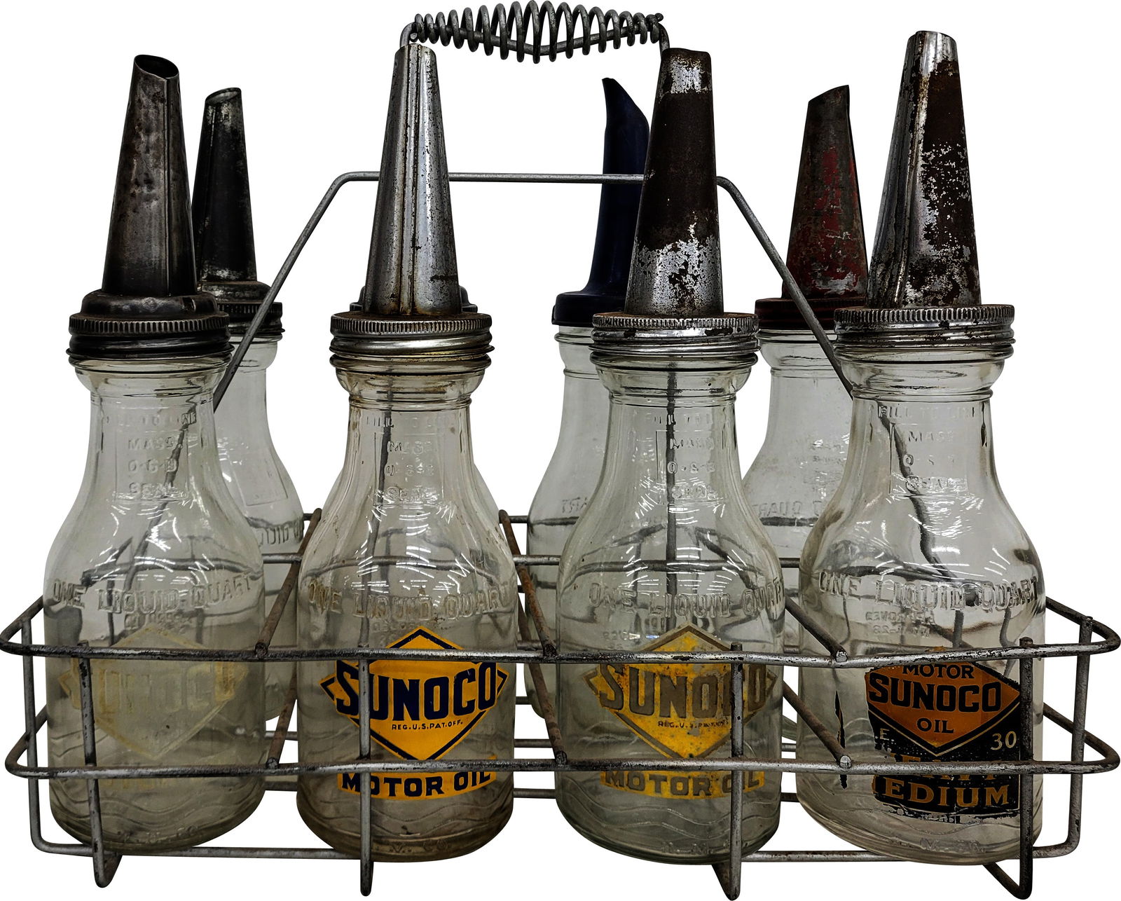 Sunoco Oil Bottles With Carrier (1 of 2)