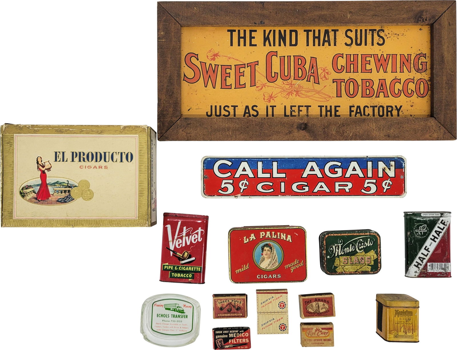 Sweet Cuba Single Sided Tin and Misc. Tobacciana Lot (1 of 3)