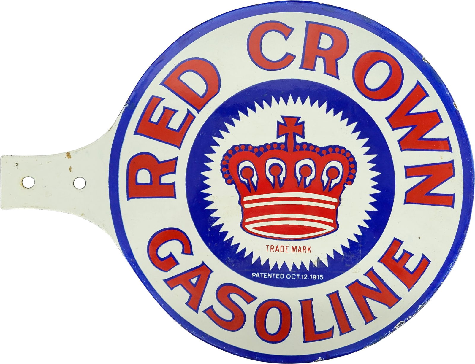 Red Crown Gasoline Double Sided Porcelain Paddle Sign (1 of 2)