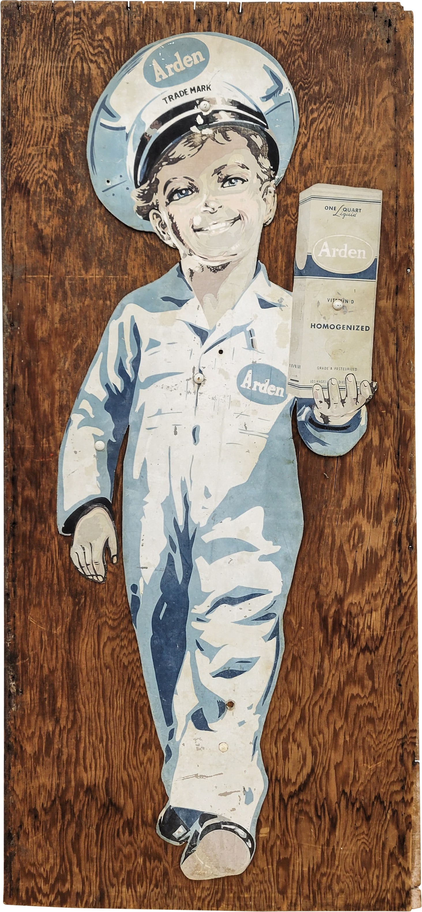 Arden Milk Single Sided Tin Die Cut Delivery Boy Sign (1 of 2)