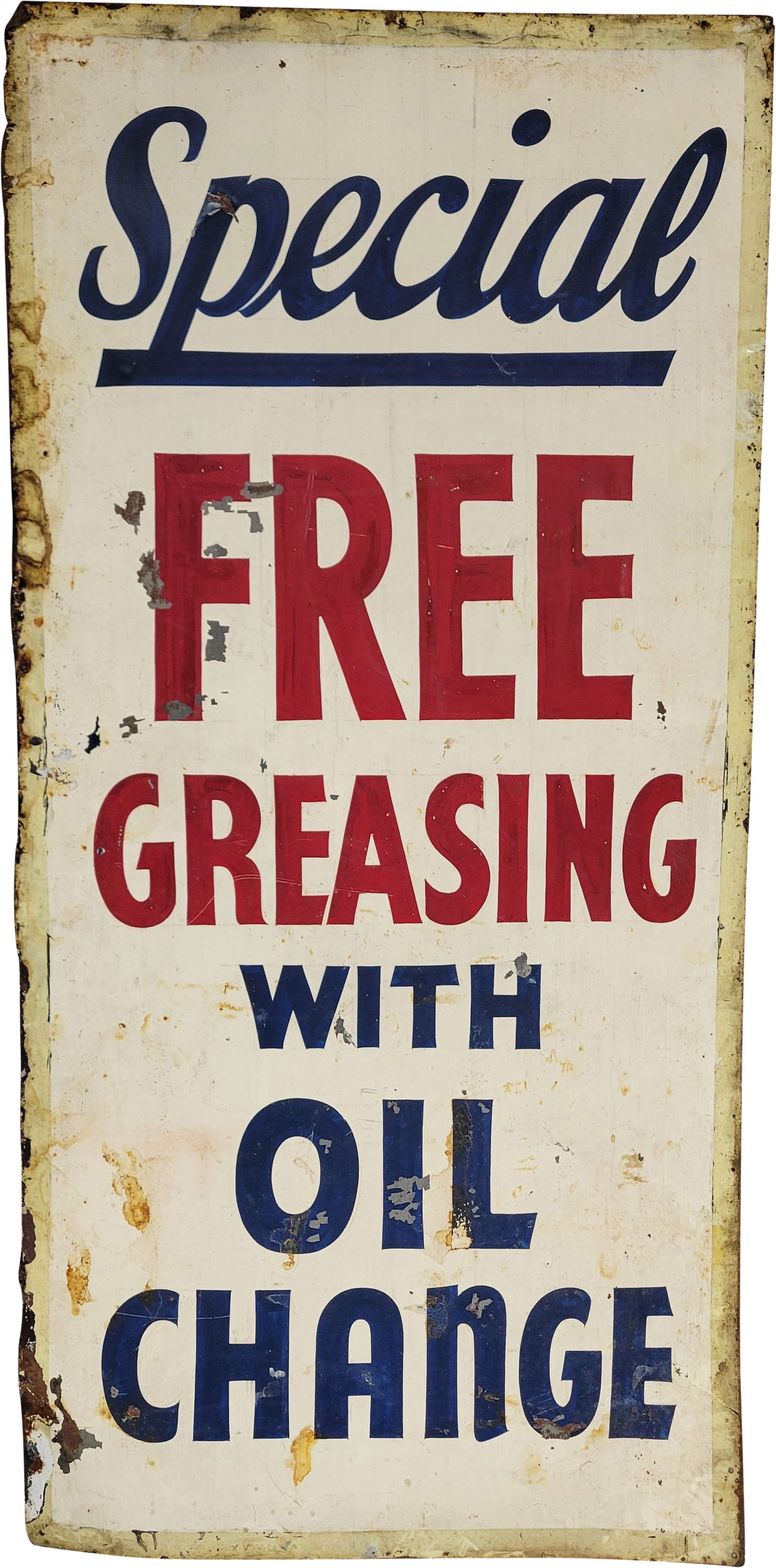 Special Free Greasing with Oil Change 6' Single Sided Tin Sign (1 of 2)