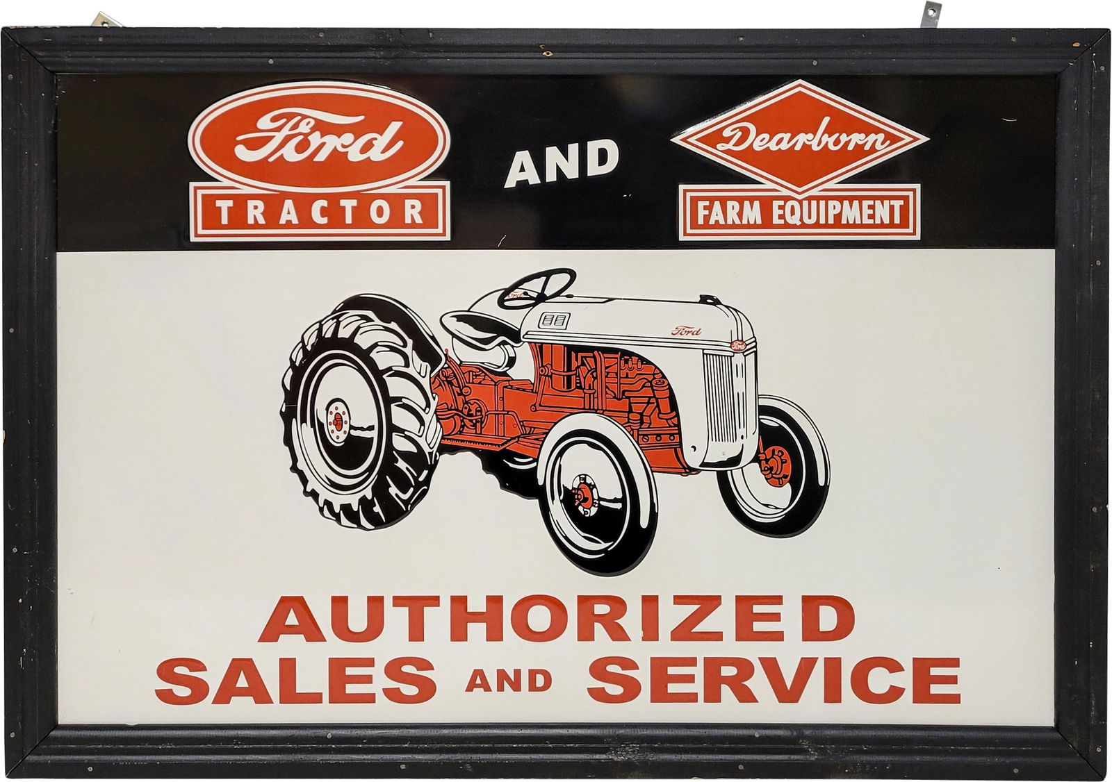 Ford Tractor Dearborn Farm Equipment Authorized Sales & Service 3' Emb. Single Sided Tin Sign (1 of 2)