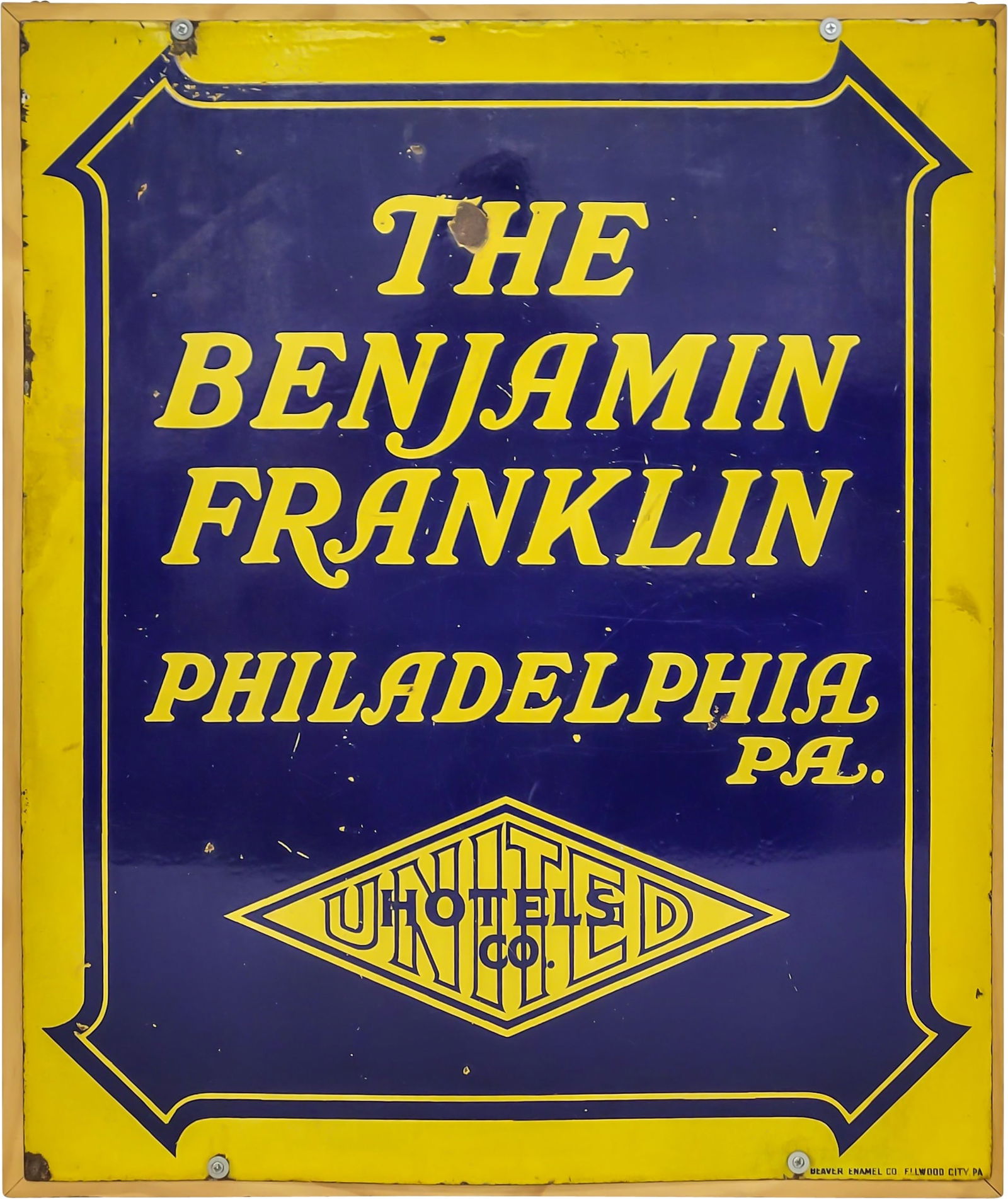 The Benjamin Franklin Hotel Philadelphia PA Single Sided Porcelain Sign (1 of 2)