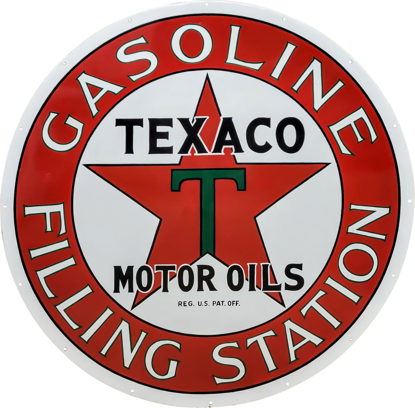 Texaco Gasoline Motor Oils Filling Station 42" Single Sided Porcelain Sign "Restored" (1 of 2)