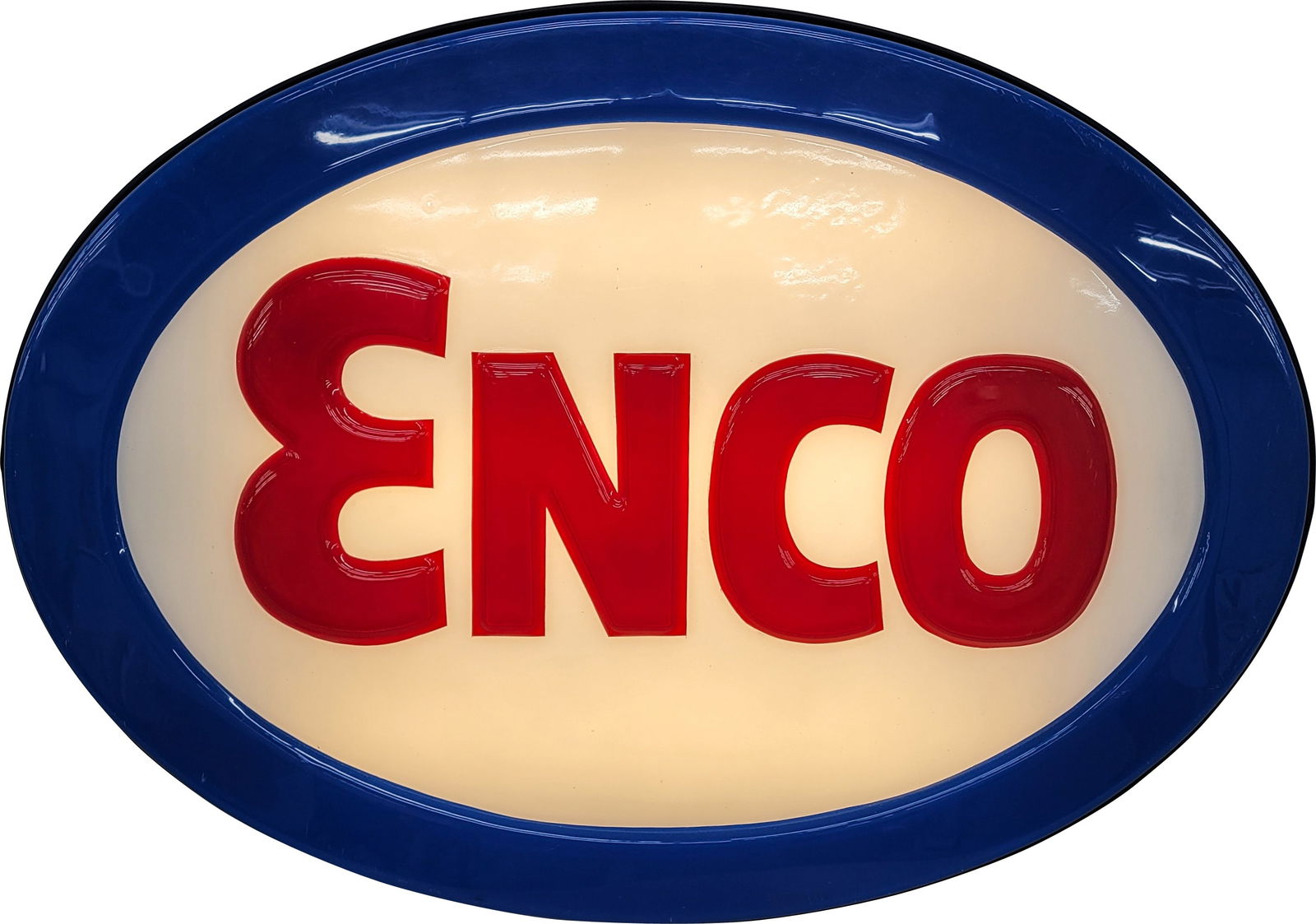 Enco Gasoline Service Station 3' Emb. Lighted Advertising Sign (1 of 4)