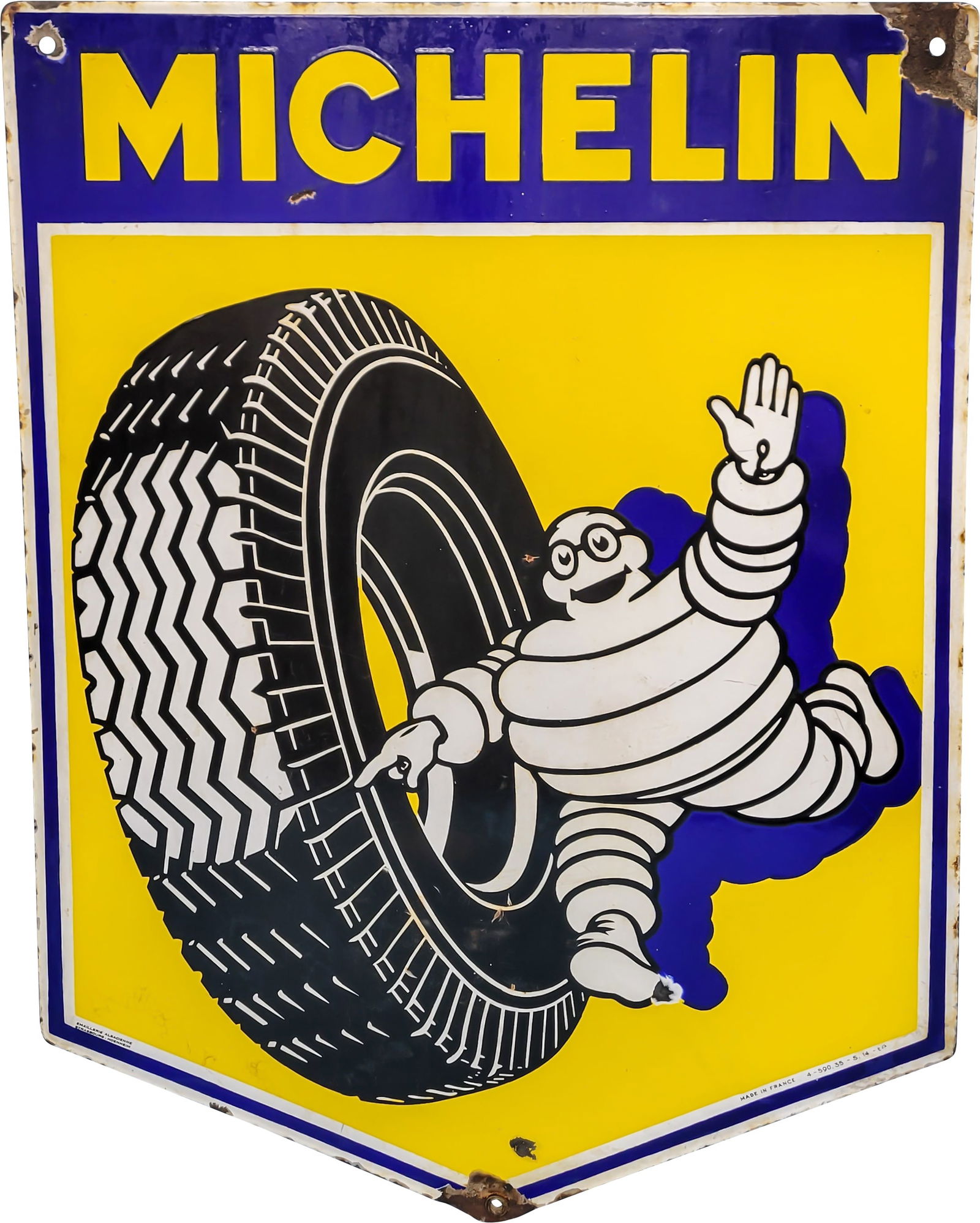 Michelin Tires Double Sided Porcelain Sign w/ Bibendum & Tire (1 of 2)