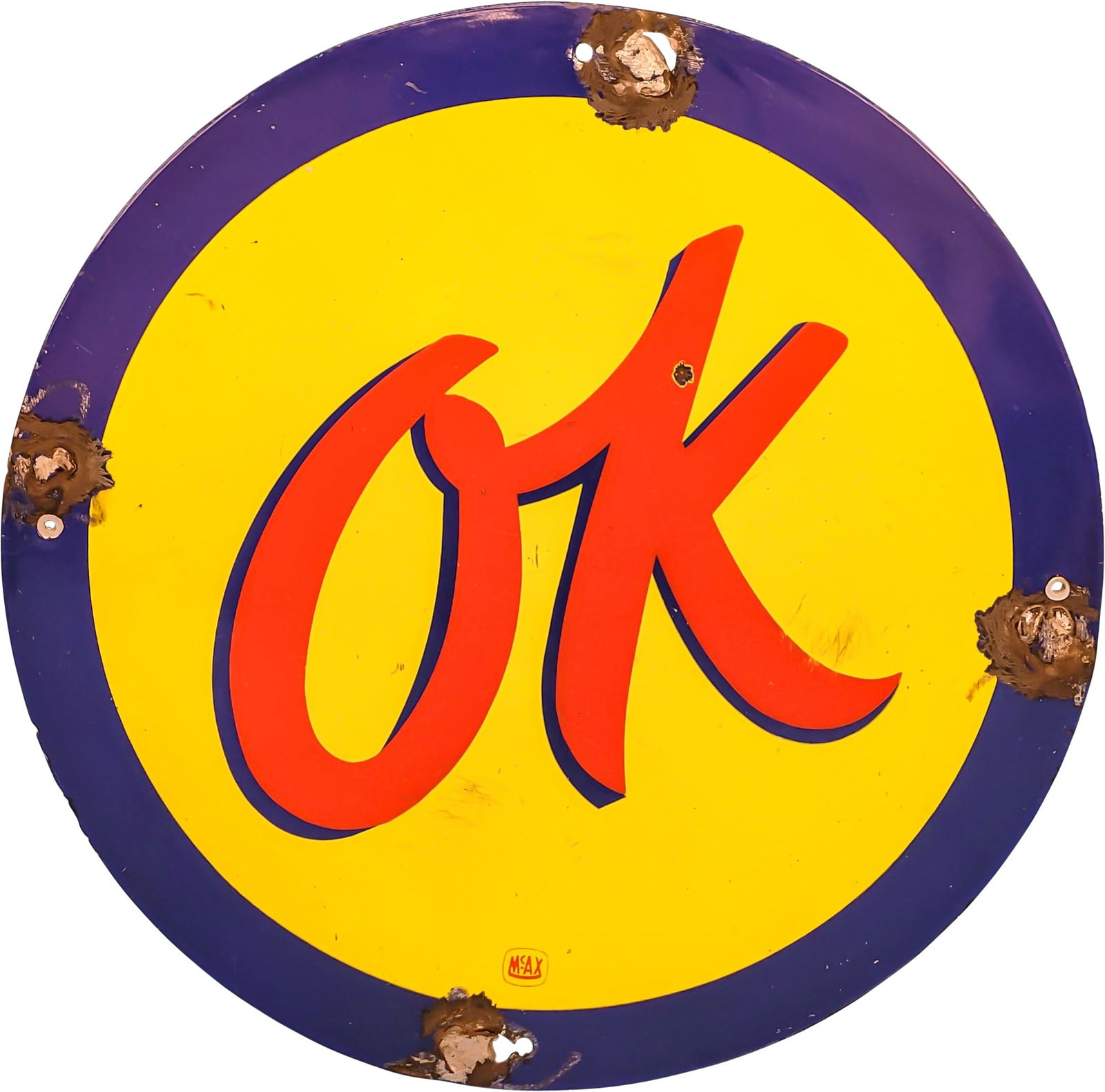 Chevrolet OK 18" Single Sided Porcelain Logo Sign (1 of 2)