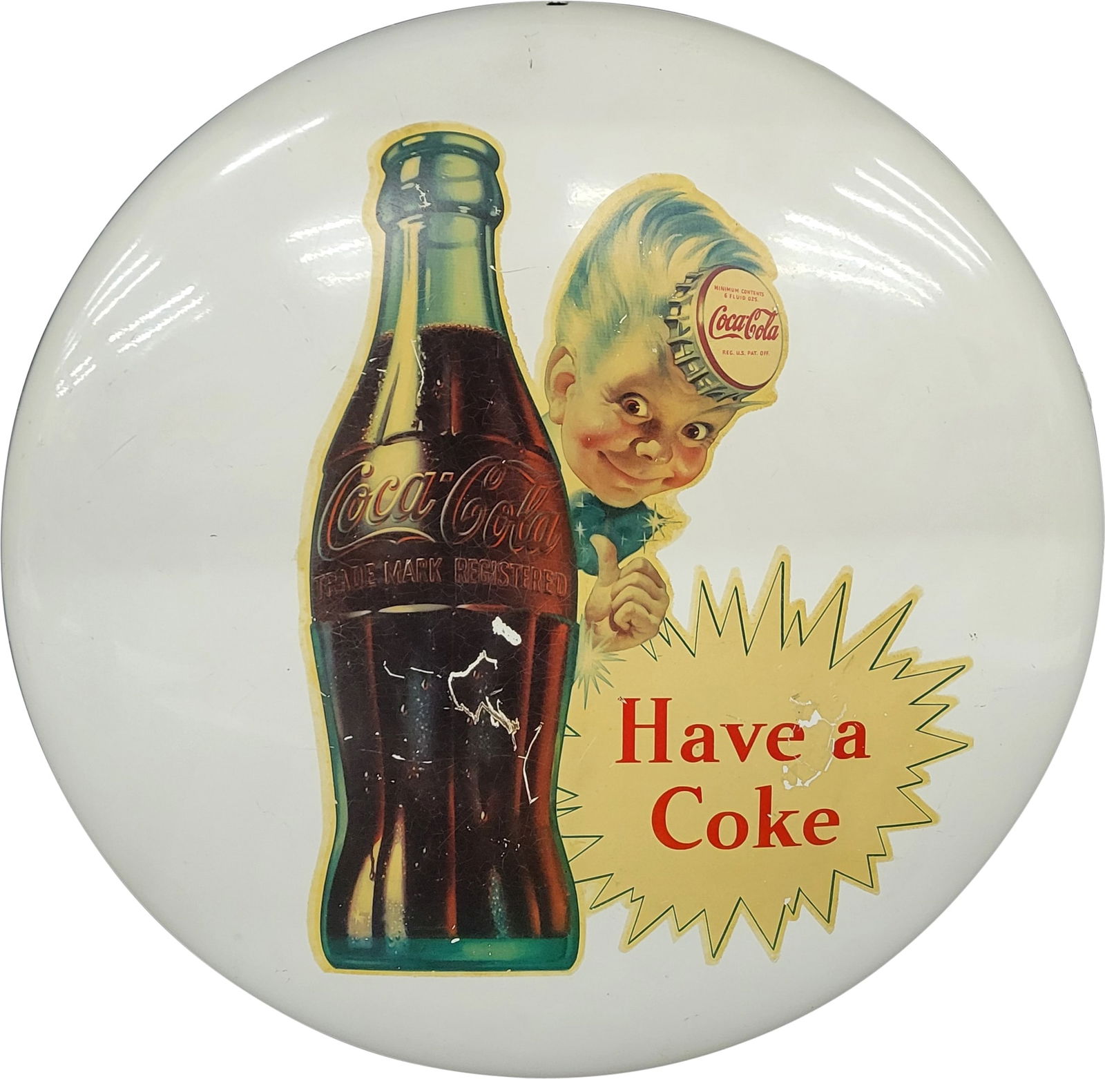 Have A Coke Sprite Boy Single Sided Tin Button Sign (1 of 4)