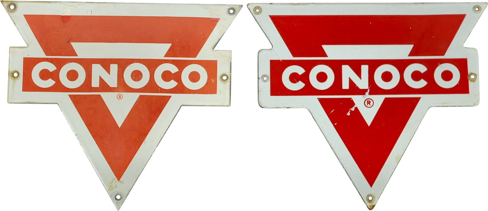 Group of Two Conoco Die Cut Single Sided Porcelain Motor Oil Signs (1 of 2)