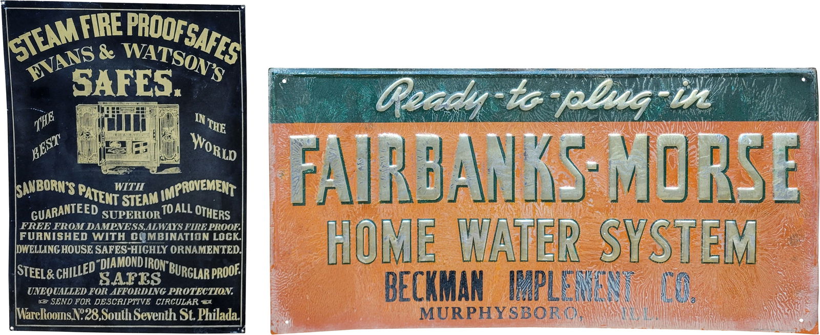 Fairbanks Morse, Evans and Watson's Single Sided Tin Signs (1 of 2)