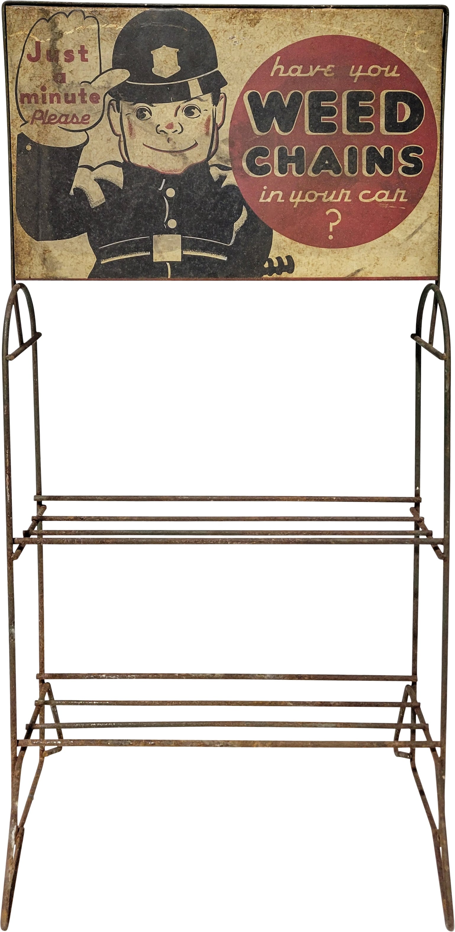 1920's Weed Chain Double Sided Tin Display Stand (1 of 3)