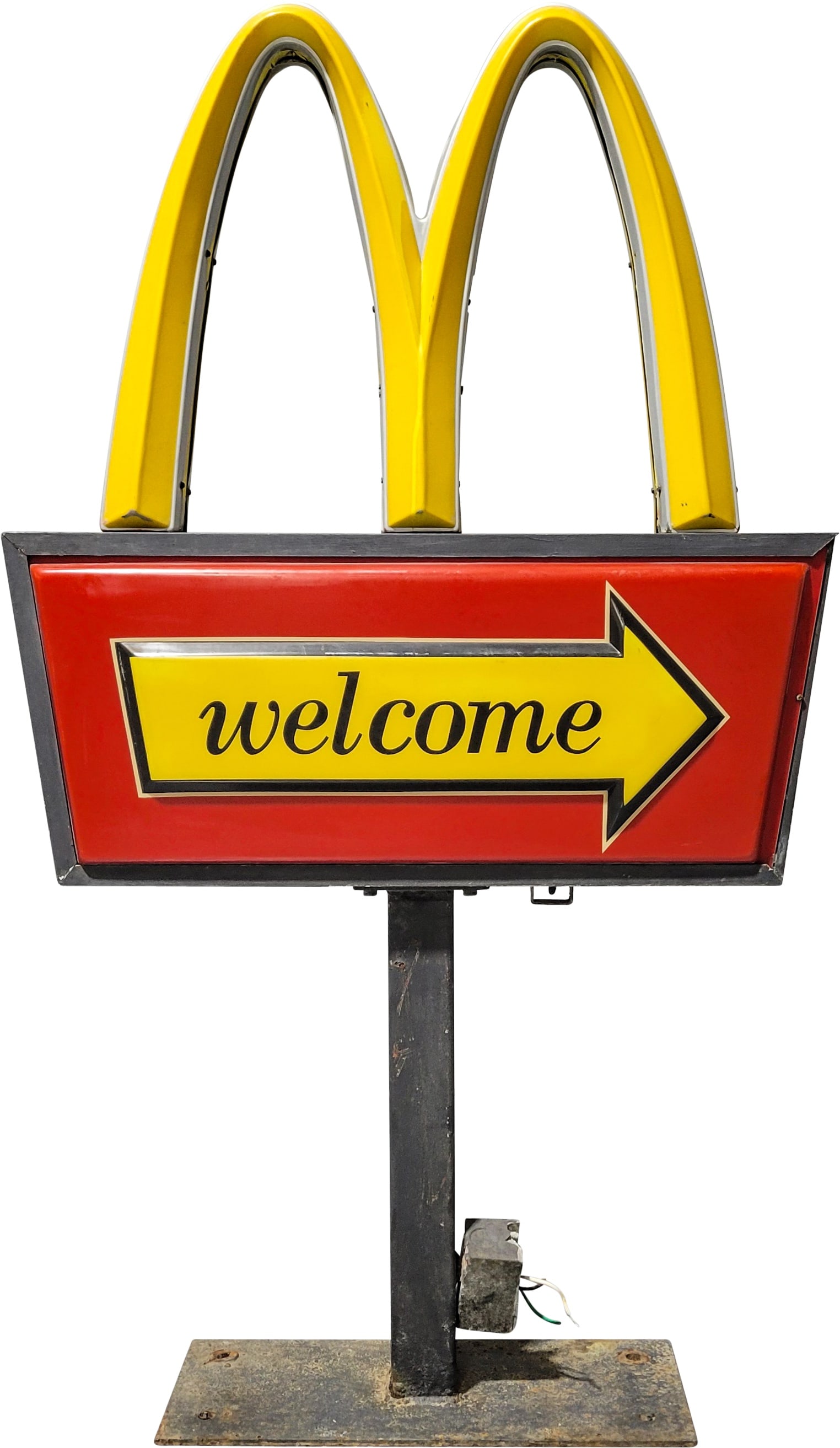 Original McDonald's Welcome DS Sided Lighted Sign on Pedestal (1 of 3)